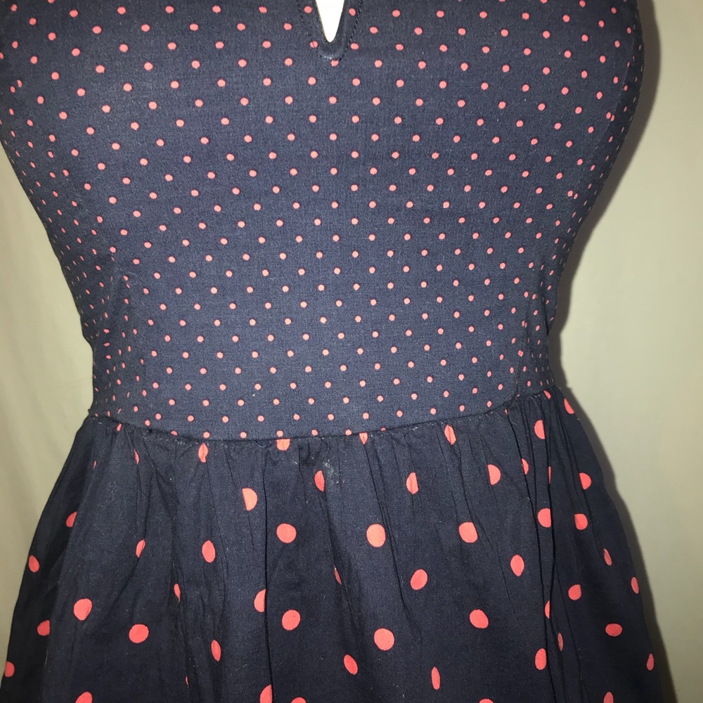 4 Bailey Blue blue pink polka dot strapless top T2 - Picture 2 of 4